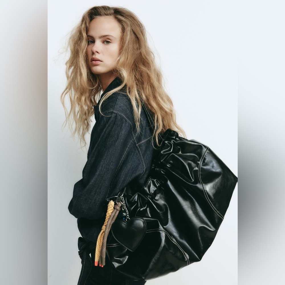 NWT Zara Gathered Tote with Charms Bag